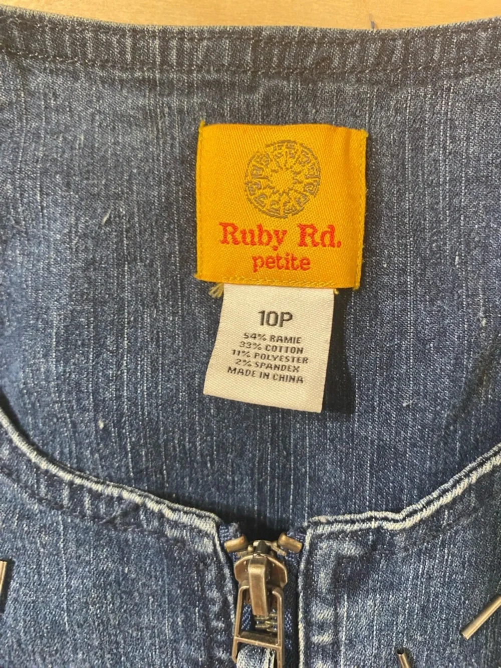 Ruby Rd. Blue Denim Jacket with Geometric Embellishments 10P (RB)